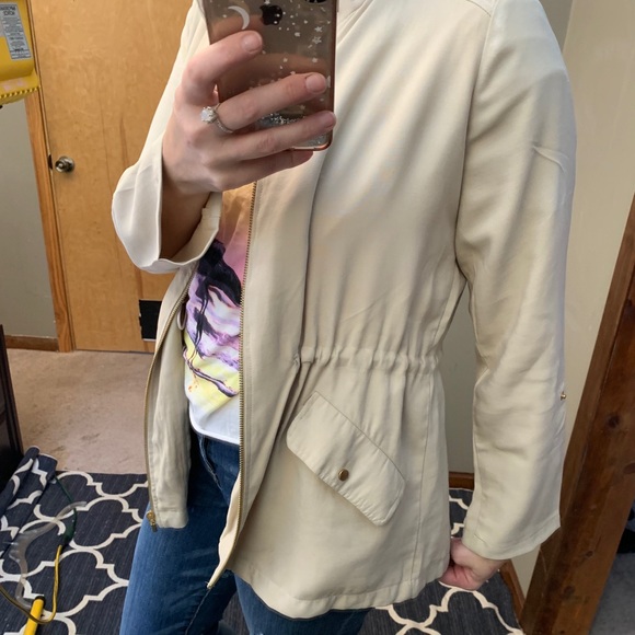 Zara Jackets & Coats Zara Khaki Utility Style Lightweight Tencel Cotton Jacket Poshmark